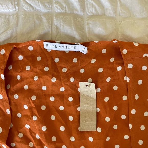 Flynn Skye Orange polka dot wrap top - Picture 3 of 6
